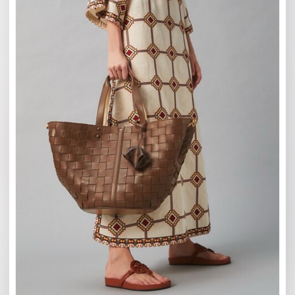 Tory Burch Sete Woven Tote Bag In Cold Brew 
Priced to sell